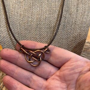 Elegant Handmade Fordged Copper Knot Pendant Necklace